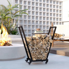 Suport pentru lemne de foc cu roți 79 x 30 x 81 cm | negru č.1