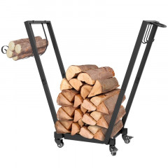 Suport pentru lemne de foc cu roți 79 x 30 x 81 cm | negru č.3