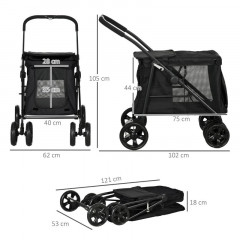 Cărucior pentru câini 102 x 62 x 105 cm | negru č.2