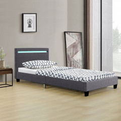 Pat tapițat Verona cu iluminare LED 90 x 200 cm | gri