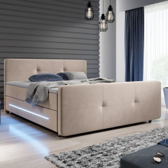 Pat Box Spring Houston cu iluminare LED 180 x 200 cm | bej č.1