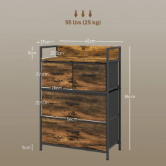 Comodă cu compartimente textile 60 x 29 x 85 cm | maro-negru č.2