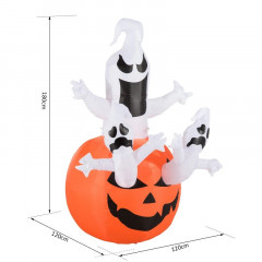 Fantoma dovleac gonflabilă de Halloween cu lumini LED | 120 x 120 x 180 cm č.2