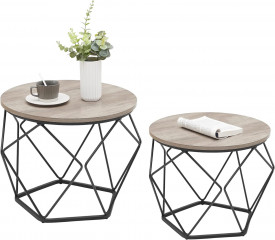Set de 2 mese de cafea rotunde | gri-negru č.2
