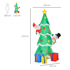Brad gonflabil cu Moș Crăciun și om de zăpadă | 210 cm č.3