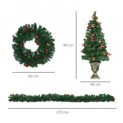 Set de 4 decorațiuni de Crăciun pentru ușa de intrare | verde č.3