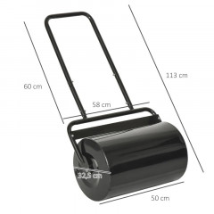 Tăvălug pentru gazon 58 x 32,5 x 113 cm | negru č.2