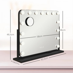 Oglindă cosmetică de birou cu lumină LED | 62,5 x 49,5 cm č.2