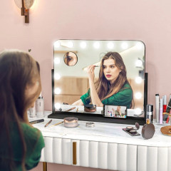 Oglindă cosmetică de birou cu lumină LED | 62,5 x 49,5 cm č.1