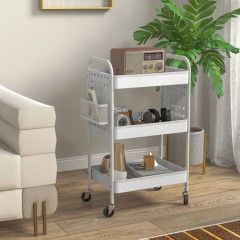 Cărucior multifuncțional mobil 53,5 x 30,5 x 75 cm | alb