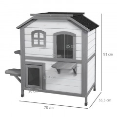 Căsuță pentru pisici 78 x 55,5 x 91 cm | alb-gri č.2