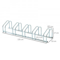 Suport pentru 5 biciclete 130 x 33 x 27 cm | argintiu č.2