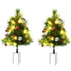 Mini brazi de Crăciun cu decorațiuni și lumini LED Ø33 x 75 cm | 2 bucăți č.1