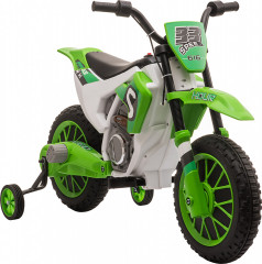Motocicletă electrică pentru copii, 2 roți suplimentare | verde și alb č.1