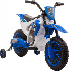 Motocicletă electrică pentru copii, 2 roți suplimentare | albastru și alb č.1