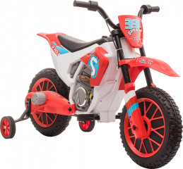 Motocicletă electrică pentru copii, 2 roți suplimentare | roșu și alb č.1