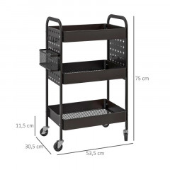 Cărucior mobil multifuncțional 53,5 x 30,5 x 75 cm | negru