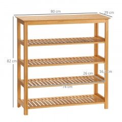 Pantofar din bambus cu 4 rafturi | 80 x 29 x 82 cm č.2