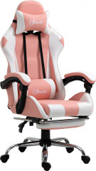 Scaun de birou ergonomic pentru jocuri | roz și alb č.1