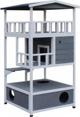 Căsuță pentru pisici, cu balcon 78x76x140 cm | gri č.1