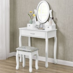 Masă toaletă, pentru machiaj, cu oglindă Lena | alb