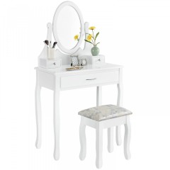 Masă toaletă, pentru machiaj, cu oglindă Lena | alb č.2