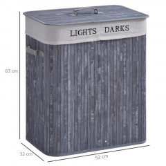 Coș de rufe din bambus cu capac 100 L | gri č.3