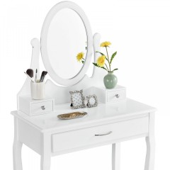 Masă toaletă, pentru machiaj, cu oglindă Lena | alb č.3