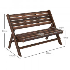 Bancă de grădină din lemn 122 x 63 x 83 cm| maro închis č.2