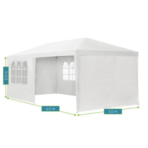 Pavilion de petrecere în grădină 6 x 3 m cu 6 pereți laterali | alb č.9