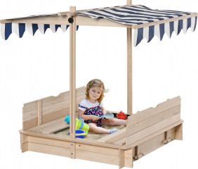 Cutie de nisip cu copertină 106x106x121 cm | culoare naturală č.1