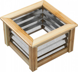 Jardinieră metalică pentru flori, cu cadru din lemn | culoare naturală č.1