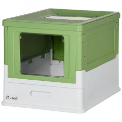 Litieră cu capac pentru pisici și lingură 47,5 x 35,5 x 36,7 cm | alb și verde č.3