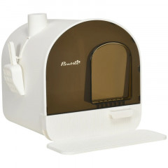 Litieră cu capac pentru pisici 43x44x47 cm | alb č.2