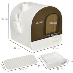 Litieră cu capac pentru pisici 43x44x47 cm | alb č.3