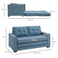 Canapea extensibilă Mira 147,5 x 75 x 85 cm | albastră č.2