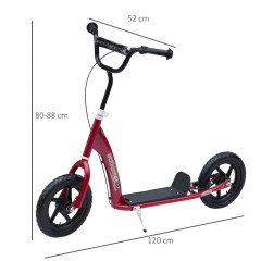 Trotinetă pentru copii 120x52x80-88 cm | roșu č.3
