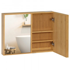 Dulap de perete cu oglindă pentru baie | culoare naturală č.2