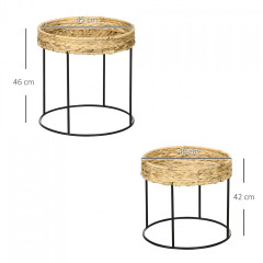 Set 2 mese de cafea | culoare naturală+negru č.2