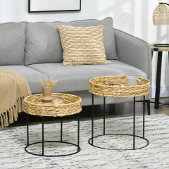 Set 2 mese de cafea | culoare naturală+negru č.1