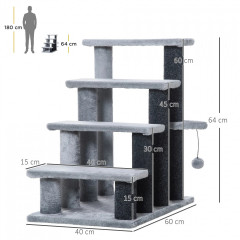 Trepte pentru pisici, cu minge 45 x 40 x 48 cm | gri č.3