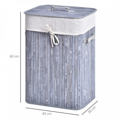 Coș de rufe din bambus cu capac 72 L | gri č.2