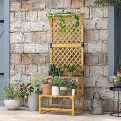 Suport din lemn pentru flori 60x50x166 cm | galben č.1