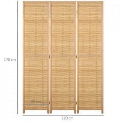 Paravan din bambus 120 cm x 170 cm x 1,8 cm | culoare naturală č.2