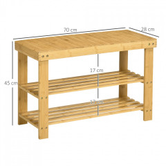 Pantofar din bambus cu 2 rafturi | 70 x 28 x 45 cm č.3
