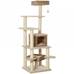 Ansamblu de joacă pentru pisici, cu locuri de odihnă din rattan | 55 x 55 x 174 cm č.3