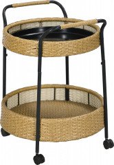 Cărucior de servire din ratan Ø50x66 cm | culoare naturală č.2