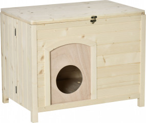 Cușcă pentru câini din lemn masiv 78x51x62 cm | culoare naturală č.2