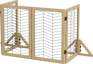 Poartă de siguranță din lemn pentru câini 187 x 44 x 70 cm | culoare naturală č.1