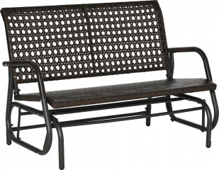 Bancă balansoar Polyrattan pentru 2 persoane 70 x 120 x 84 cm | maro č.1
